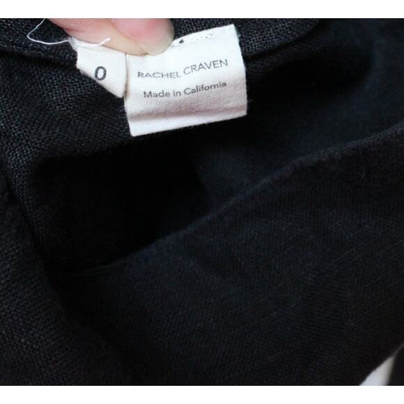 Rachel Craven Black Linen V Neck Lagenlook Jumpsuit Size 0/Small - Picture 4 of 4